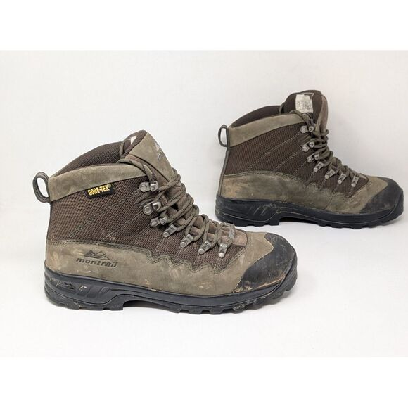 Montrail Gentrax Boots Men's Size US 9 Brown Leather Lace Up Mid Vibram 1382 VTG